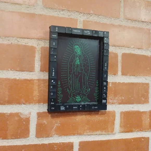 Lady Of Guadalupe Retro ASCII art Print In Custom Keyboard Frame By Neon Nicho - Picture 1 of 1